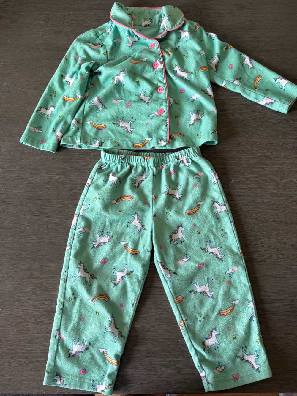 Carter's Mint Green Unicorn Pajama Set with Pink Trim